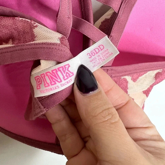 PINK Victorias Secret Hibiscus Lace Floral Soft Begonia Dusty Pink Cage Bra - Picture 7 of 11